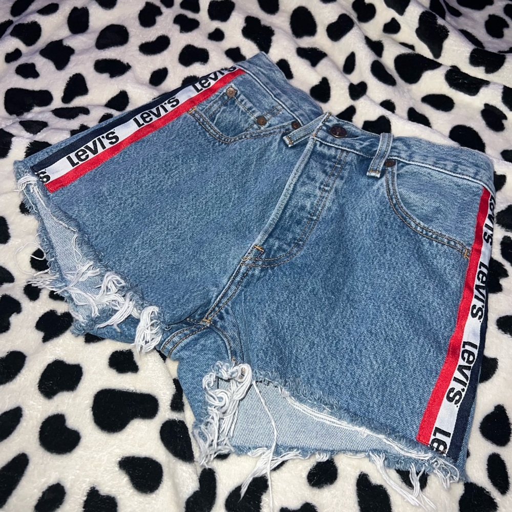Levis 501 High Rise Logo Stripe Short